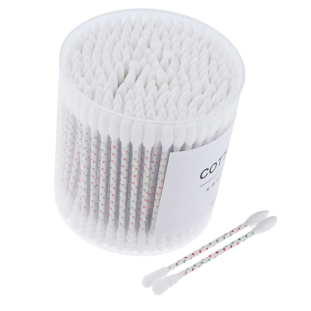 200 Pieces Tight Double Head Buds Makeup Remover Cotton Swab Ear Cleaning Tools Wooden Handle Double cotton heads
