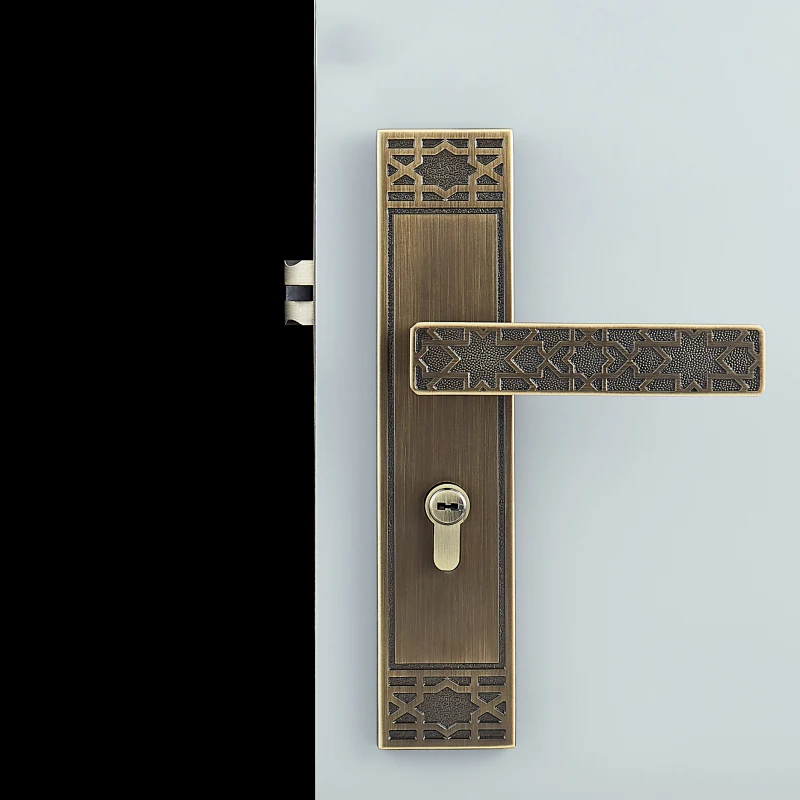  1Set European Solid Brass Door Lock with Keys Lock Classical Interior Doors Square Door Handle Uneq - 33047836672