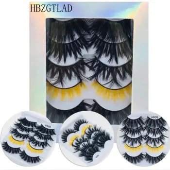 

Colored black 3D Mink Hair False Eyelashes Criss-cross Wispy Cross Fluffy 22mm-25mm Lashes Extension Handmade Eye Makeup Tools
