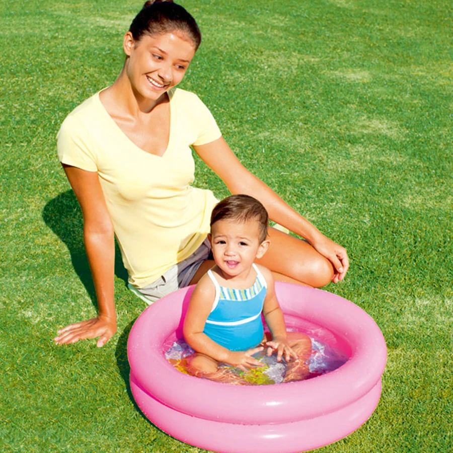 Cute plastic Inflatable Round 61*15CM 2 separate inflation baby small swimming pool high safety