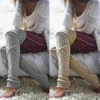 

Hot Women Winter Warm Knit Crochet High Knee Leg Warmers Leggings Stockings