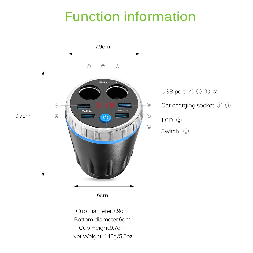 Автомобильное зарядное устройство Max 5 в 3,1 А, 4 USB для iphone, samsung, huawei, планшета, двойной прикуриватель, автомобильная чашка, Электронная зажигалка, разветвитель