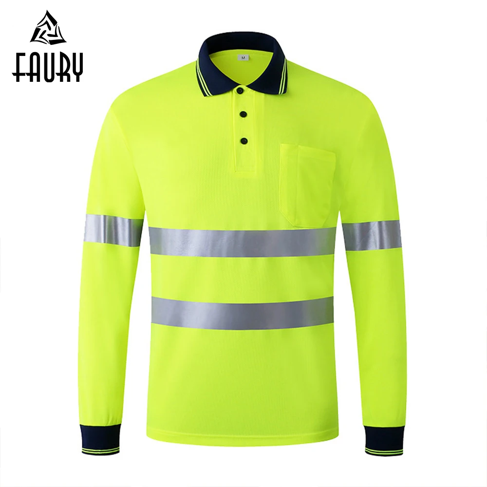 

High Quality Safety Reflective T Shirt Working T-shirt Breathable Long Sleeve Short Sleeve with Reflective Tapes Can Custom Logo