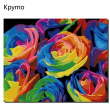 Kpymo Цвет ful роза картины по номерам Современная живопись ручной работы на холсте розовое масло Цвет номерам домашнего декора для Гостиная