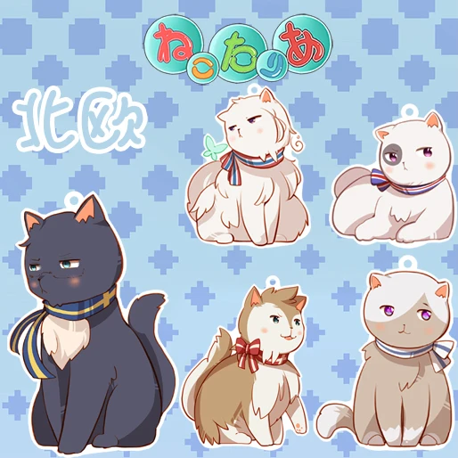 Animation Axis power Hetalia world Wrinkle Neko So Cute Key Holder Брелок с двойным принтом, брелок с подвеской