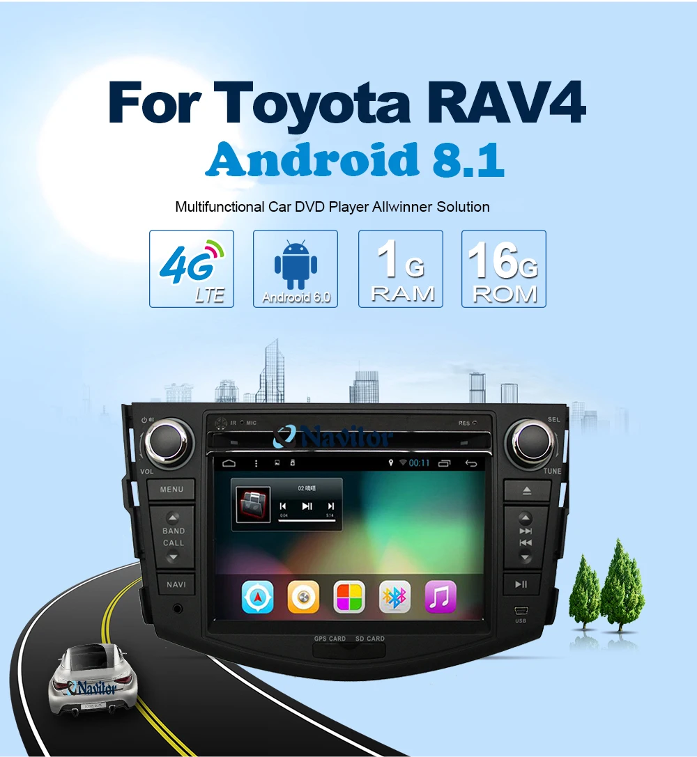 Top Android 8.1 Quad Core GPS Navi 7" Car DVD Player for Toyota RAV4 06-12 with Bluetooth/RDS/Radio/4G/WIFI/USB/Mirrorlink 1 Top Android 8.1 Quad Core GPS Navi 7" Car DVD Player for Toyota RAV4 06-12 with Bluetooth/RDS/Radio/4G/WIFI/USB/Mirrorlink 1