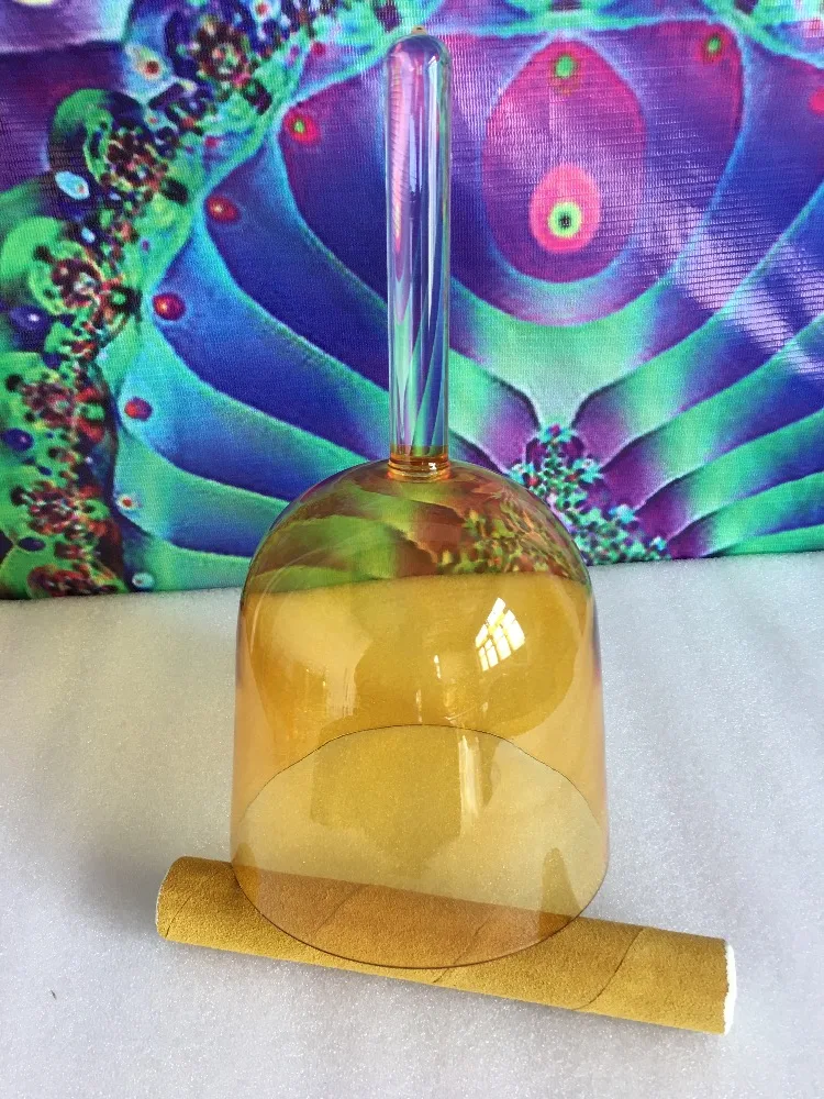 

Yellow color crystal singing bowl handle perfect 4th octave E note Solar Plexus chakras or other any color