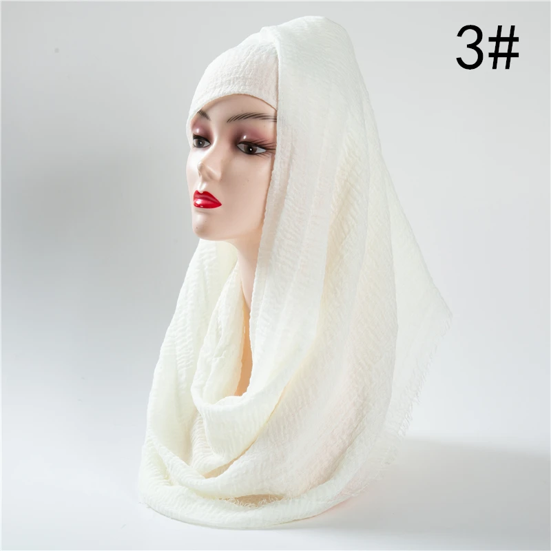 Зимний женский шарф, чистый мягкий хлопок, хиджабы, шарфы для девушек, шали и палантины, Женский пушистый Простой Большой размер, Пашмина бандана - Цвет: 3