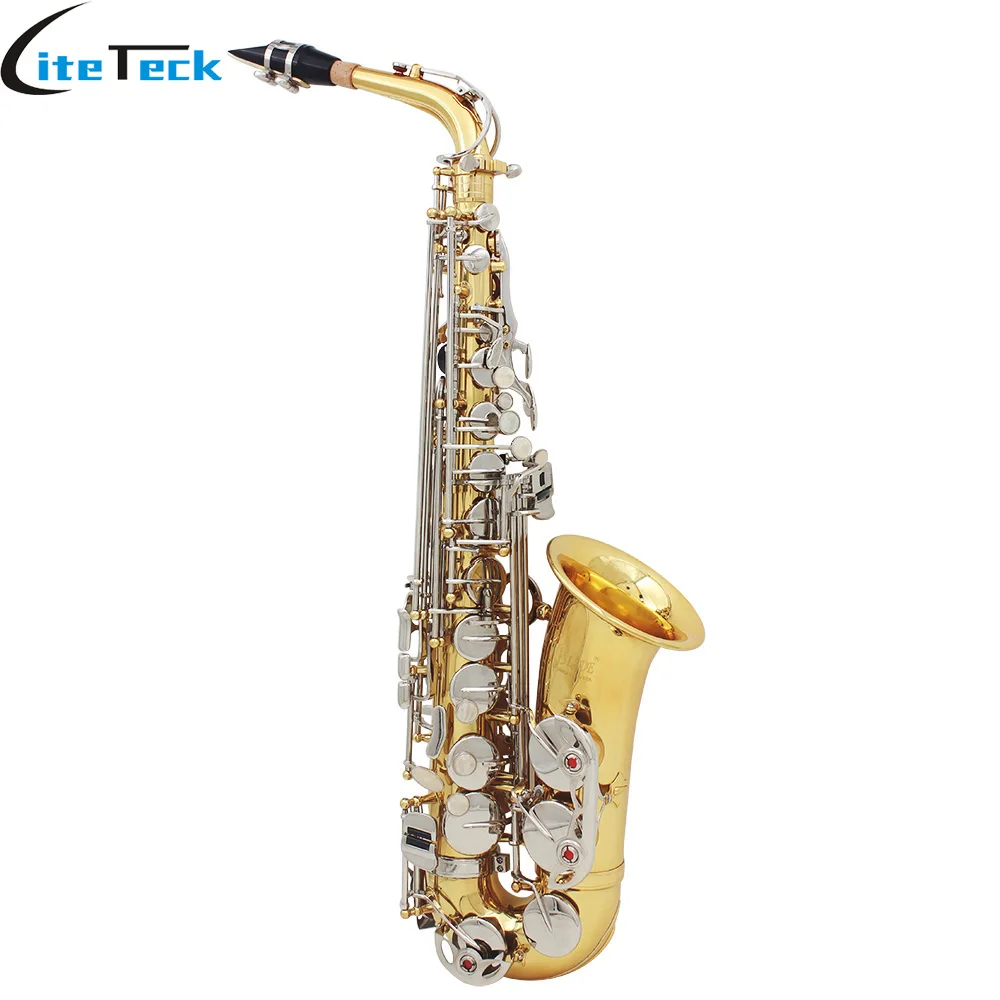 High Quality Brass alto Saxophone Sax Glossy Brass Engraved Eb E Flat