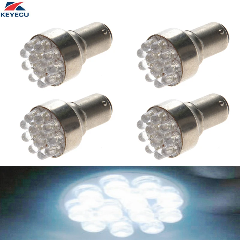 KEYECU 4 шт. 1156 1157 12LED S25 автомобильная светодиодная лампа для резервного включения