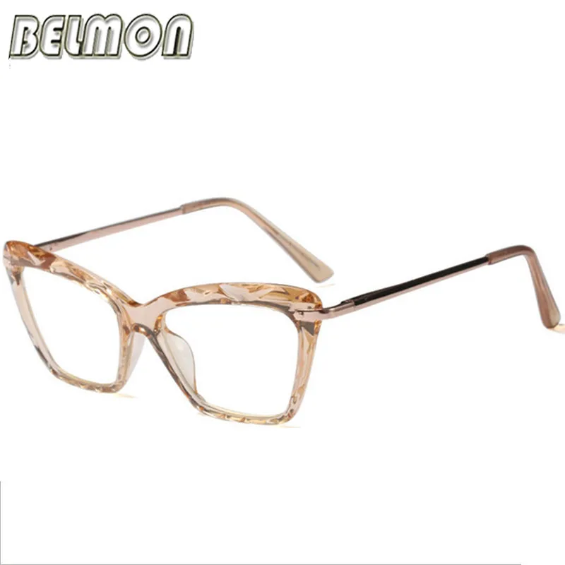 Baratos Gafas ópticas Belmon para mujer, nueva moda, gafas con montura de prescripción, lentes transparentes y transparentes, gafas protectoras cuadradas RS825