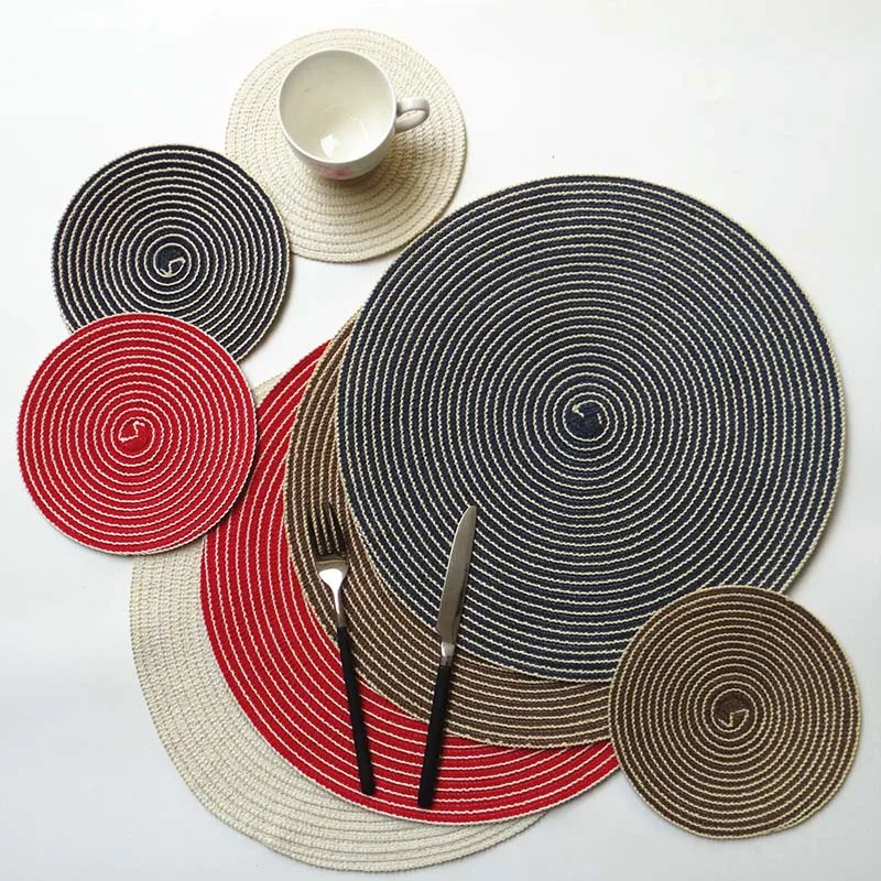 

Natural Straw Placemats Coasters Dining Table Mats Woven Cup Rattan Drink Coaster Heat Insulation pads Kitchen Accessories