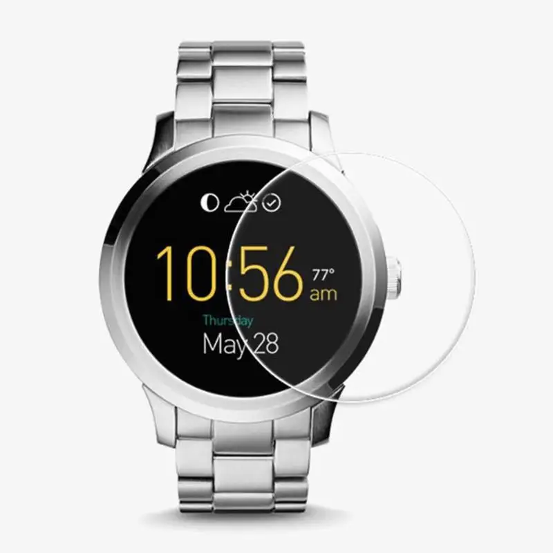 

2pcs 9H Premium 2.5D Full Cover Clear Tempered Glass Screen Protective Glass Cover for Fossil Q Wander Smart Watch