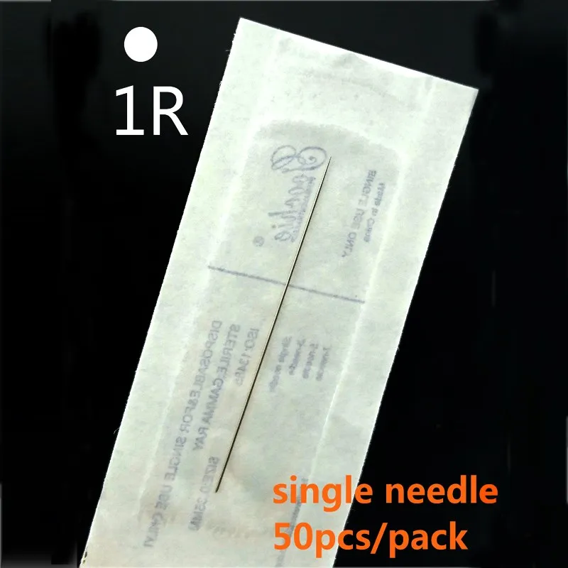 

50pcs/lot Goochie Permanent Makeup Traditional One Off Single 1RL Needle for 2011 M9 Traditional Machine 0.35*45mm