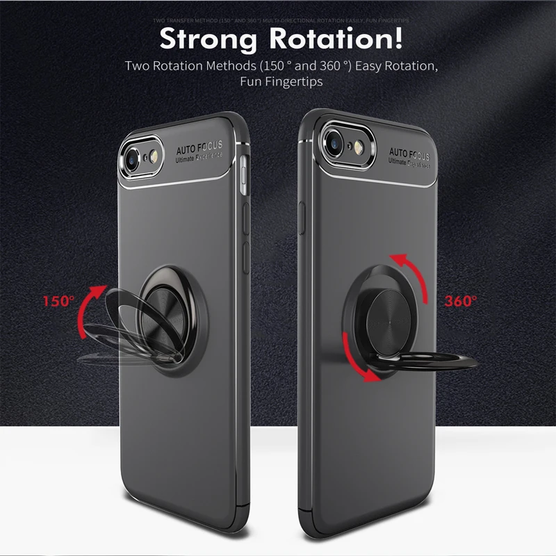 Чехол для iphone 5 5S 6 6S 7 8 Модный деловой чехол с кольцом на палец магнитный держатель