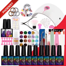 Маникюрный набор 10 шт. Гель-лак для ногтей 36 Вт Светодиодный светильник для Набор ногтей 24 шт пудра-Глиттер для ногтей Арт Набор Гель-лак для ногтей набор