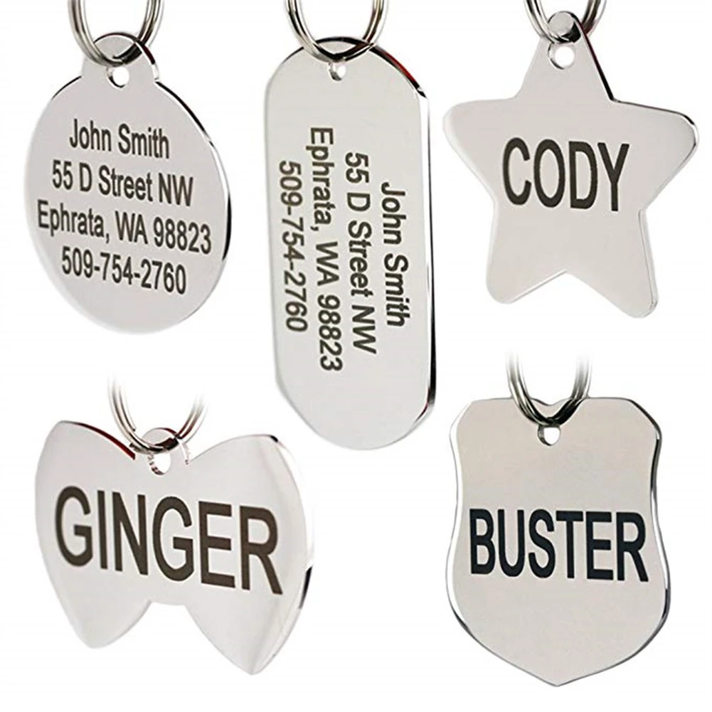 

Titanium steel ID Tags for Pet Puppy Dogs Custom Personalized Engraved Tag Dog Name Phone adress Anti-lost Hanging neck Tags