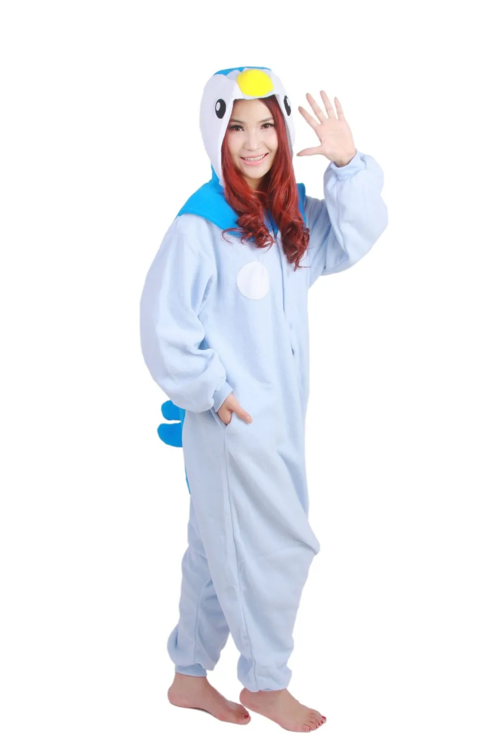 Кигуруми животных аниме Покемон взрослых пижамы голубой костюм для косплея Пингвин Piplup Onesie мужские женские пижамы для рождественской вечеринки