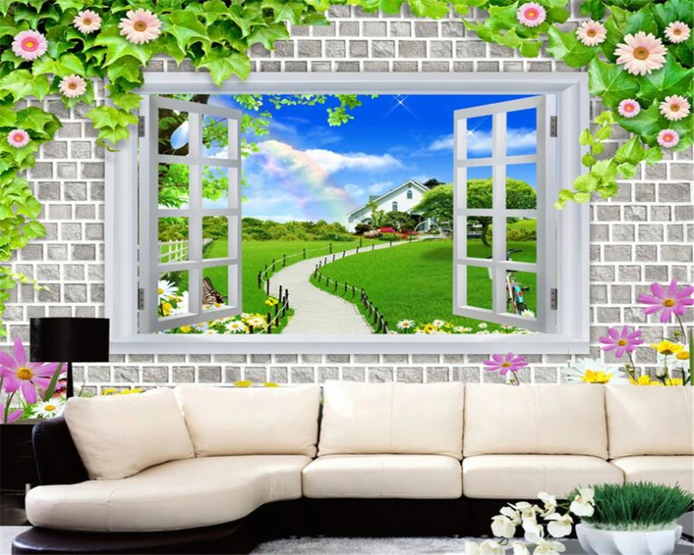 

Beibehang Customize any size 3D wallpaper outdoors landscape rainbow flower rattan photo wall paper home decor papel de parede
