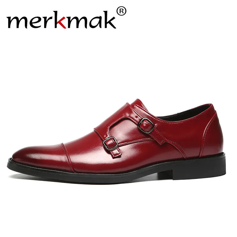 

Merkmak Trendy Men Dress Loafers Big Size 48 Comfortable Slip On Men's Loafers Metal Buckle Design Leather Shoes Casual Office