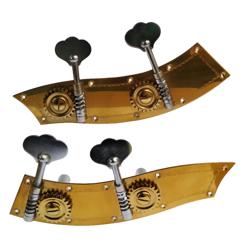 

4/4 3/4 Universal Double bass handle The copper base plate pattern worm gear plate Titanium-gold bright Chromium SL506