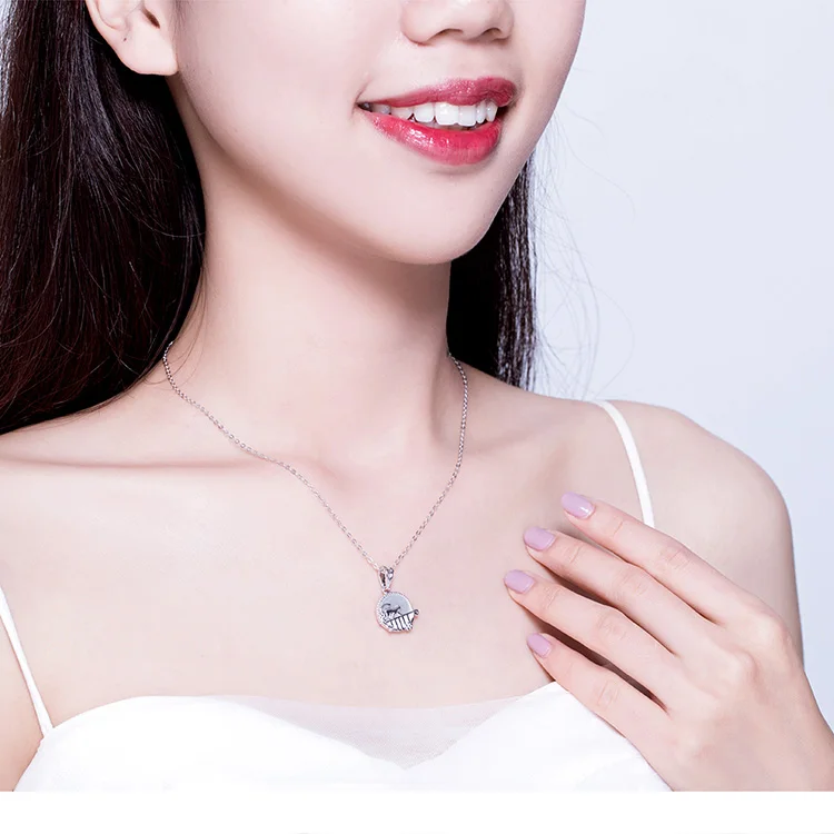 Bamoer, ожерелье с подвеской в виде кошки для женщин, 925 пробы, серебряная цепочка из натуральной раковины, корейское ювелирное изделие SCN334