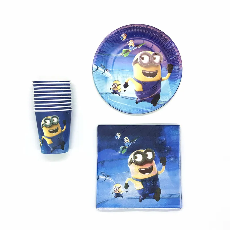 

Minions 40Pcs/lot Child Boy Birthday Party Cartoon Cups Plates Napkins Decoration House Moving Disposable Paper Tablware Supply
