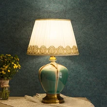 Глазурованная китайская керамическая настольная лампа Цзиндэчжэнь, для спальни, гостиной, столовой, украшение, модная настольная лампа для спальни