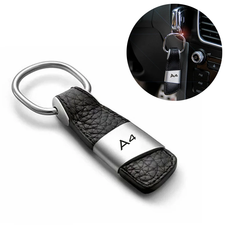 1x Кожаный Автомобильный Брелок с A4 логотип эмблема брелок для ключей со значком брелок для ключей для автомобиля Audi A4 B6 B8 B7 B5 B9 S4 RS4 навигации Avant гибкие чехлы из термопластичного полиуретана(переключатель Quattro Allroad