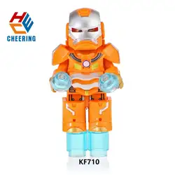 Один продаж Movie4 персонаж Железный человек Марка спасатель с оружие-щит строительный конструктор для детей игрушки Дети подарок KF710