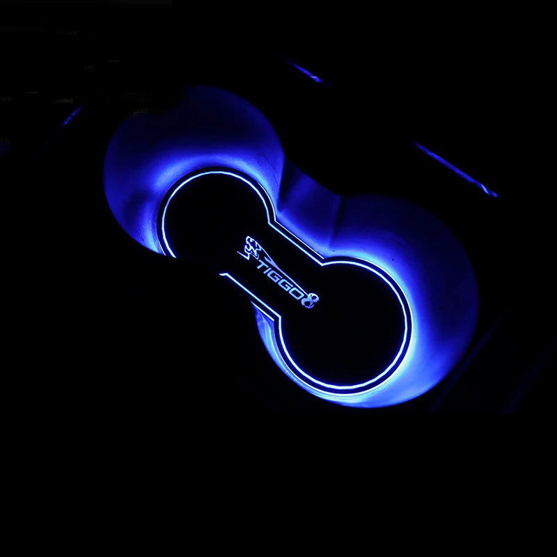 

Lsrtw2017 Acrylic LED Car USB Water Cup Mat for Chery Tiggo 8 2018 2019 2020