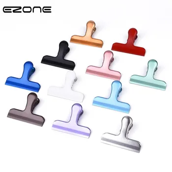 

EZONE 1PC Metal Spring Clip Stainless Steel Paper Binder Colour Sealing Clip 11 Color To Choose 63*77mm School Office Stationery