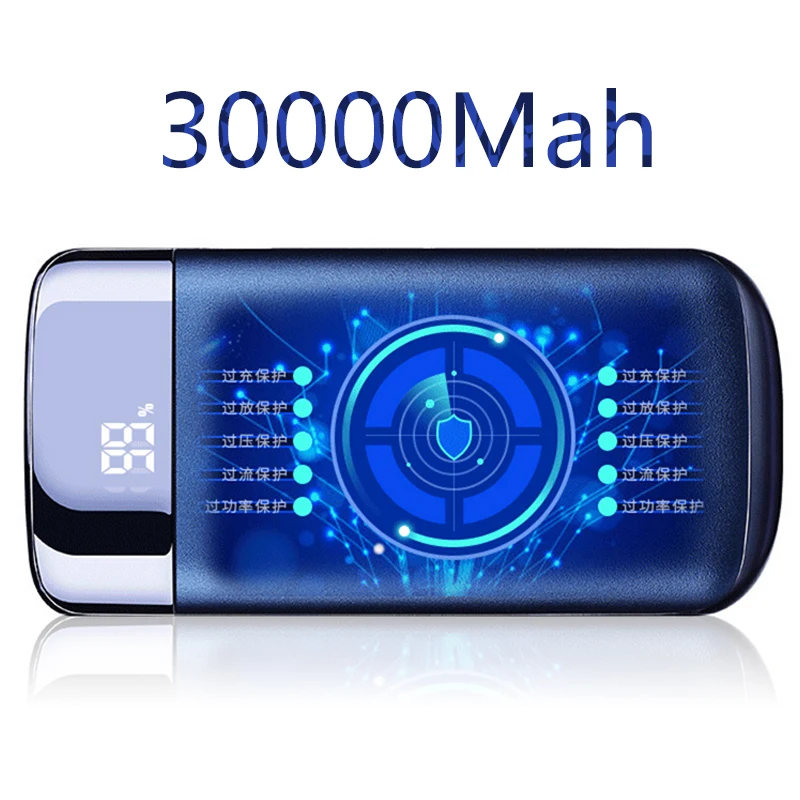 

Power Bank 30000mAh External Battery Portable Power Bank 2 USB LCD Power Bank Portable SmartPhone Charger for iPhone 8 8plus X