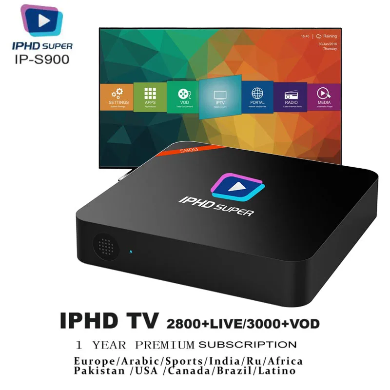 

IPHD S900 IPTV BOX 2800+Live Channels/3000+VOD One Year Free Service Included Arabic IPTV Brazil IPTV Europe IPTV
