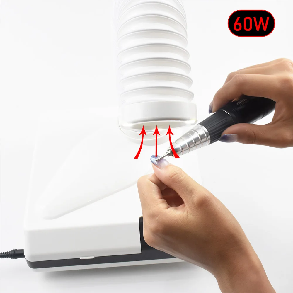 

60W 110V/220V New Retractable Elbow Nail Suction Dust Collector Large Size Strong Nail Vacuum Cleaner Machine Low Noisy