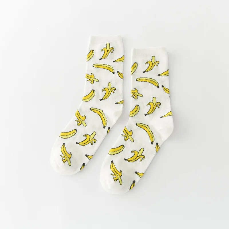 1 пара, женские хлопковые носки, носки хлопковые с забавным рисунком фрукт банан, женские носки, новинка, подарок на весну, осень, зиму