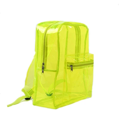 Прозрачный рюкзак из ПВХ, женские школьные сумки для девочек-подростков, яркие цвета, желеобразные сумки, рюкзак для книг, рюкзак для путешествий, Кристальные пляжные сумки - Цвет: Bright Green