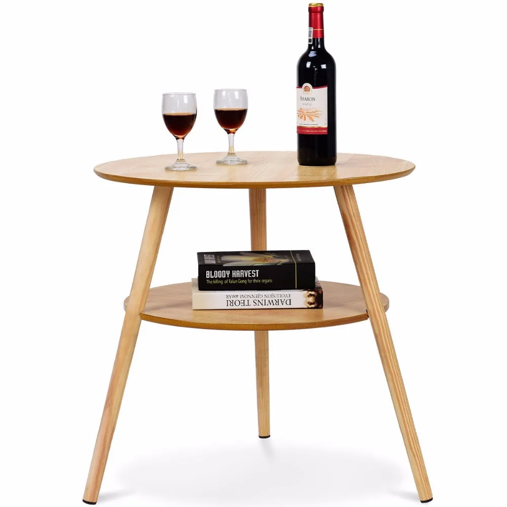 Giantex 2-Tier Round End Coffee Table Side Accent Table Wood Legs Living Room Furniture Living Room Furniture HW59267 Giantex 2-Tier Round End Coffee Table Side Accent Table Wood Legs Living Room Furniture Living Room Furniture HW59267