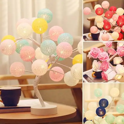 

Cotton Ball Tree Fairy Lamp LED String Lights Party Patio Wedding Christmas