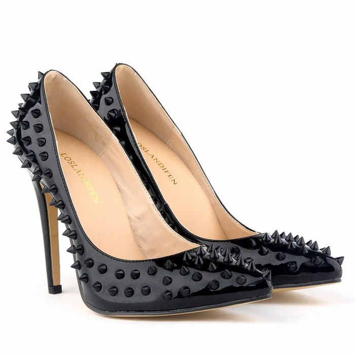 

WOMEN SHOES LADIES HIGH HEELS POINTED CORSET STYLE WORK WOMEN PUMPS PATENT RIVETS COURT SHOES eu34-42