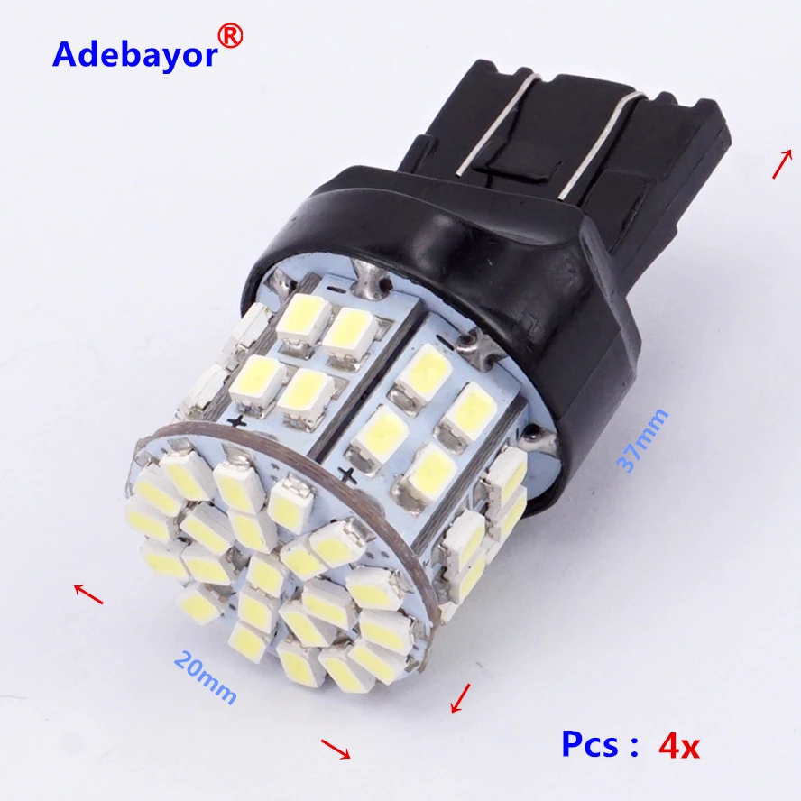 4 X T20 7443 W21/5 Вт лампочки для стоп-сигналов 3020 50 светодиодный 1206 SMD 7440, двойная интенсивность башня задние стоп-сигнал заднего хода лампы белого цвета