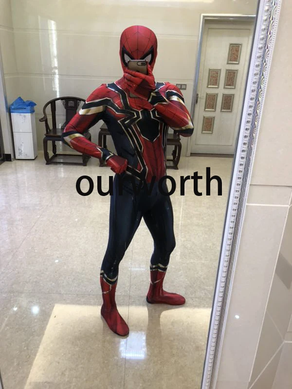 

The Avengers 3 New Iron Spiderman Costume Spandex Print Tight Spiderman Cosplay Costume Custom Made