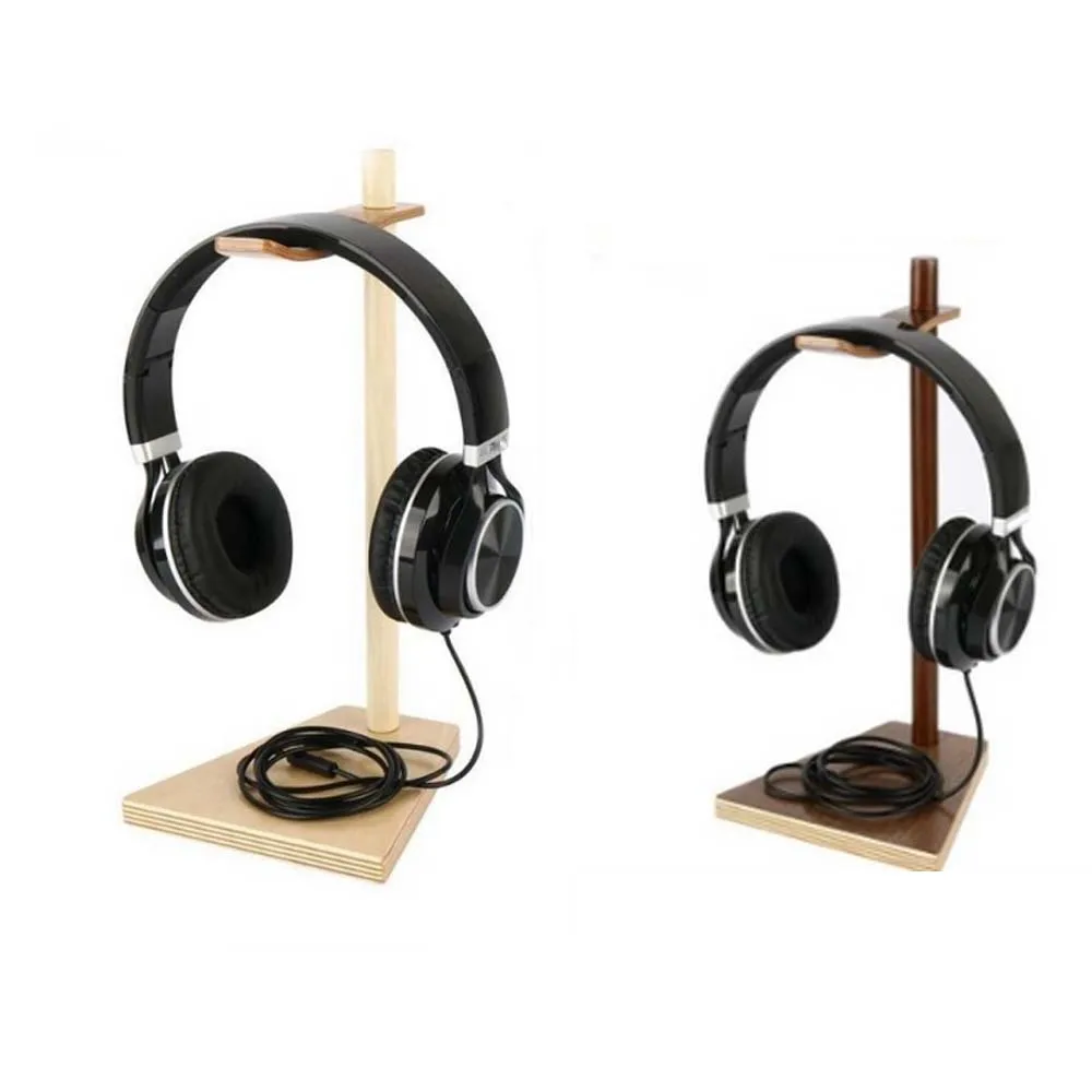 JINSERTA Portable Headphone Stand Wooden Practical Earphone Holder Headset Show Shelf Aluminum Bracket Support Device