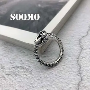 

SOQMO Punk Creative Dinosaur Skeleton Adjustable Ring 100% 925 Sterling Silver Jewelry Men Women Initial Statement LOVE Ring