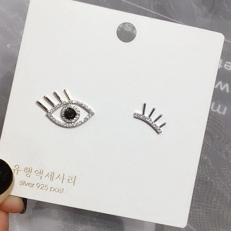 

Delicate Eyelash Eye Stud Earrings Silver Color Micro Paved Cubic Zirconia Women Earrings Fashion Jewelry