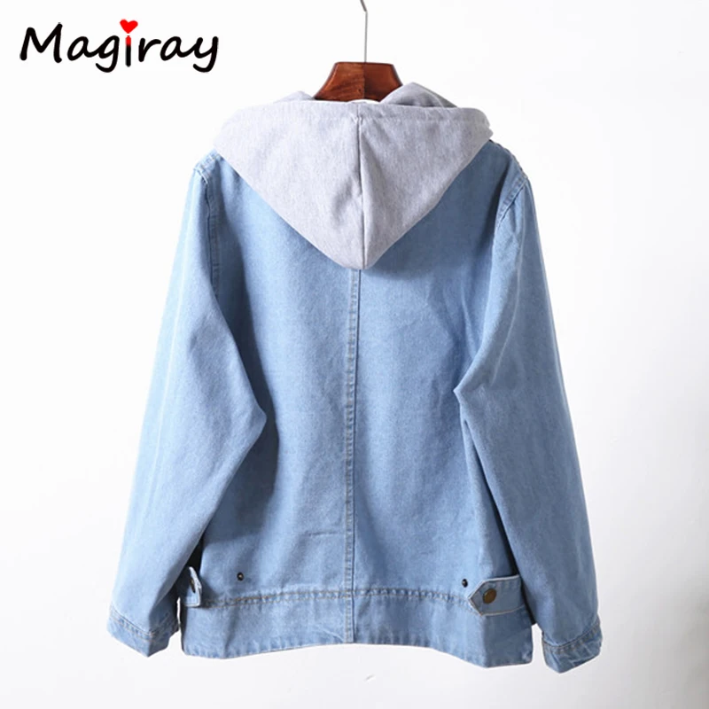 Magiray Harajuku Hooded Basic Denim Jacket Women 2019 Spring Autumn Pink Plus Size Outwear Trim Jeans Coat Looase Casual Top 339 Magiray Harajuku Hooded Basic Denim Jacket Women 2019 Spring Autumn Pink Plus Size Outwear Trim Jeans Coat Looase Casual Top 339
