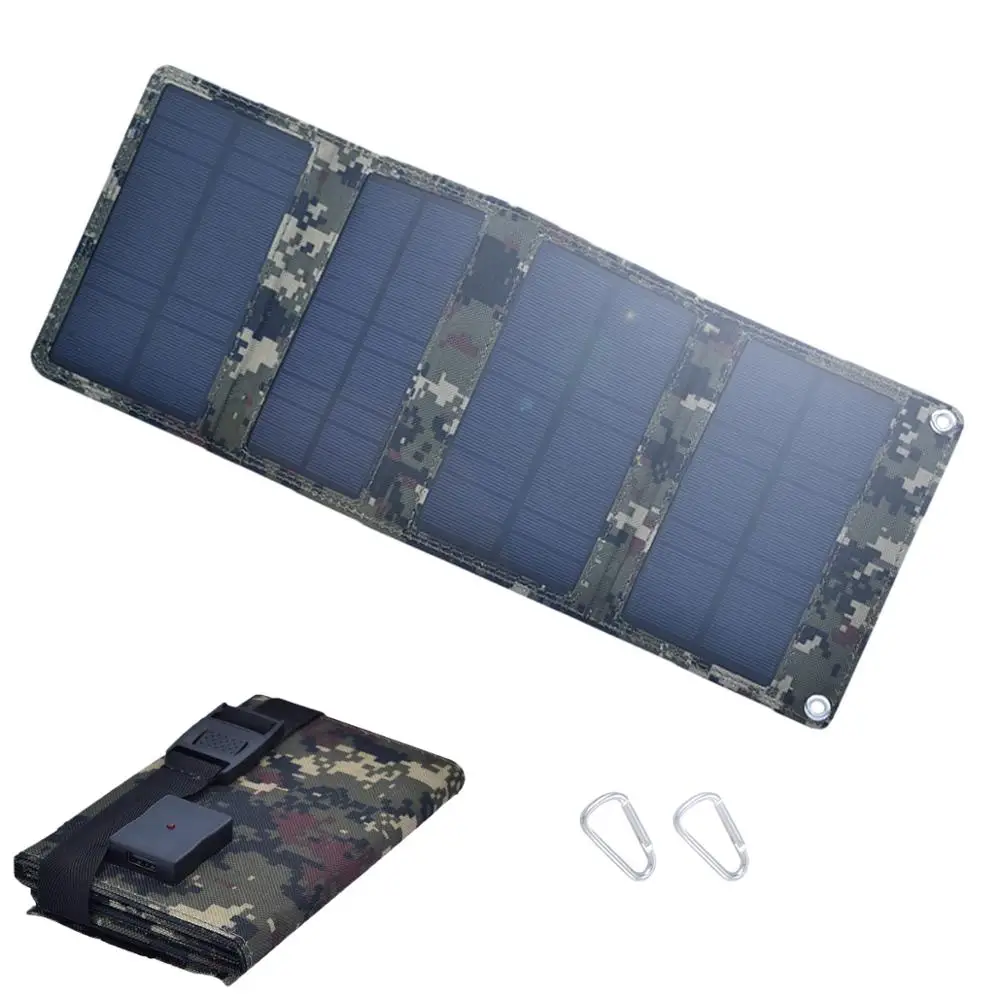 

Xinpuguang Solar Charger 7W 5V 4 Folds Camouflage Foldable Solar Panel Power Bank for 3.7V USB Outdoor Charging Mobile Phone