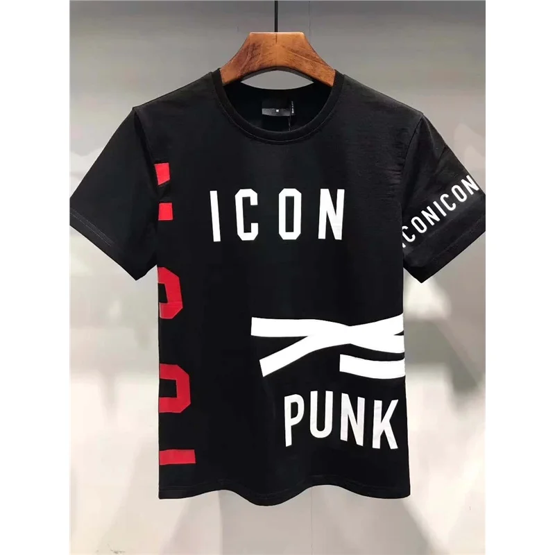 

2019 Simple Creative design line cross Print Letters cotton T Shirts Men's New Arrival Summer Round Short Sleeve Men t-shirt