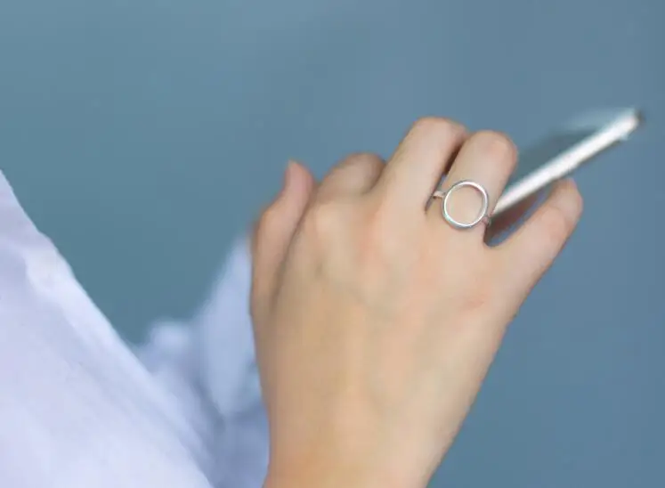 Jisensp открытый треугольный сердце круг Открытое кольцо Простые геометрические кольца для женщин Bijoux матовый круг кармы Ювелирное кольцо