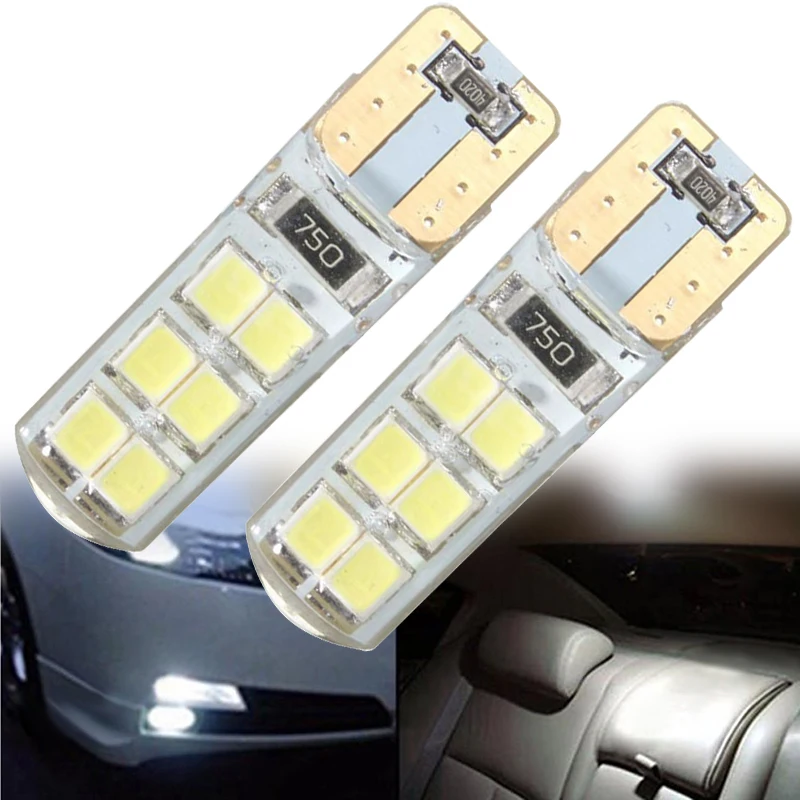 2pc/set T10 194 W5W COB 2835 12LED Car Canbus Bright License Width Light Bulb White